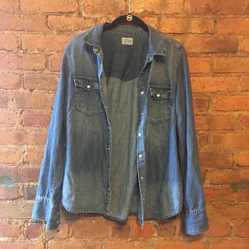 M/L Vintage J Crew denim snap up shirt